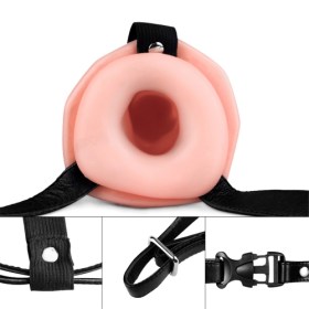 Unisex strap on sa trakama i otvorom za penis u boji kože LVTOY00047-5